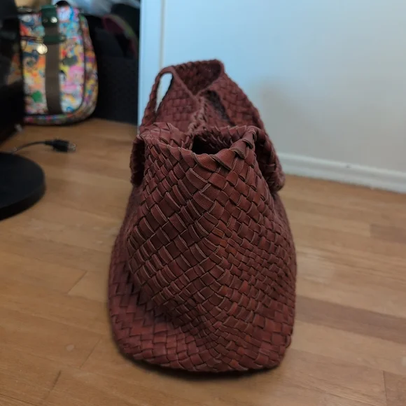 Falorni Luxury Woven Soft Leather Tote NWOT Reddish Brown - Picture 10 of 16